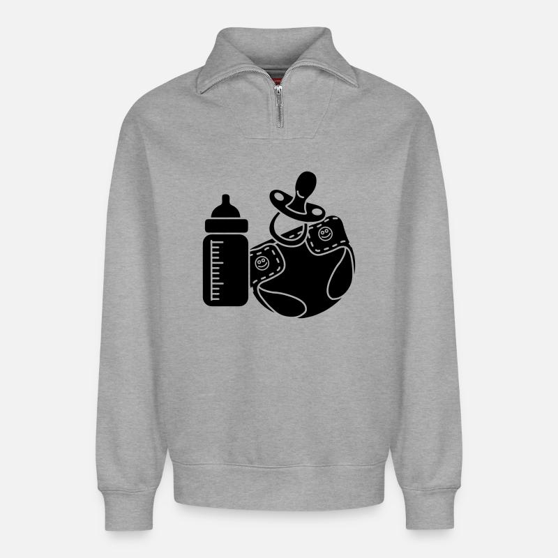 Babybedarf - Relaxed Unisex Organic Half Zip Sweatshirt – von SPREAD - Grau meliert