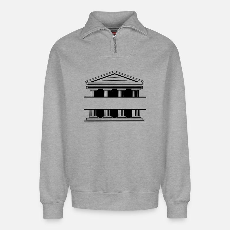 Monogramm des Gerichtsgebäudes - Relaxed Unisex Organic Half Zip Sweatshirt – von SPREAD - Grau meliert