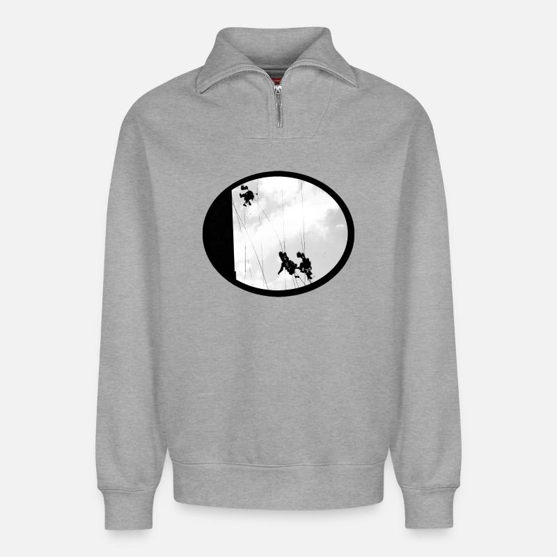 Bauarbeiter - Relaxed Unisex Organic Half Zip Sweatshirt – von SPREAD - Grau meliert