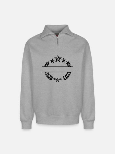 Laurel wreath with stars - Relaxed Unisex Organic Half Zip Sweatshirt – by SPREAD - heather grey