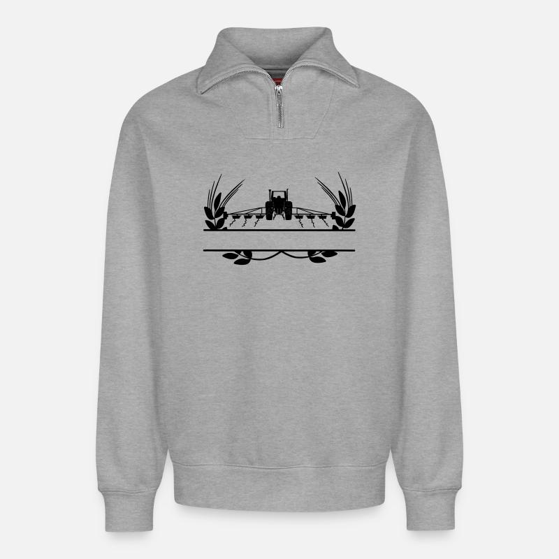 Ackerbau Traktor Getreideanbau - Relaxed Unisex Organic Half Zip Sweatshirt – von SPREAD - Grau meliert