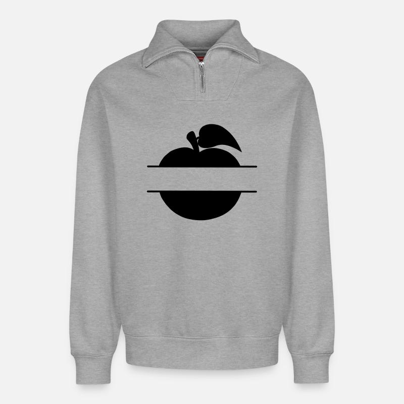 Textausschnitt im Apfel - Relaxed Unisex Organic Half Zip Sweatshirt – von SPREAD - Grau meliert