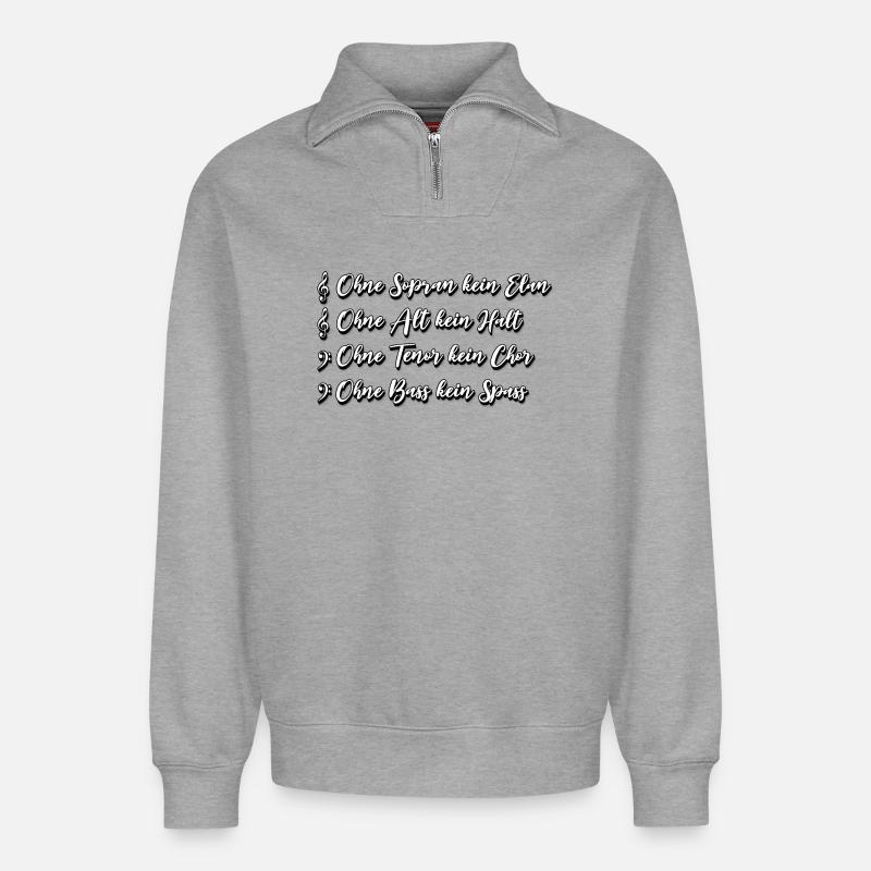 SATB Chor Spruch - Relaxed Unisex Organic Half Zip Sweatshirt – von SPREAD - Grau meliert