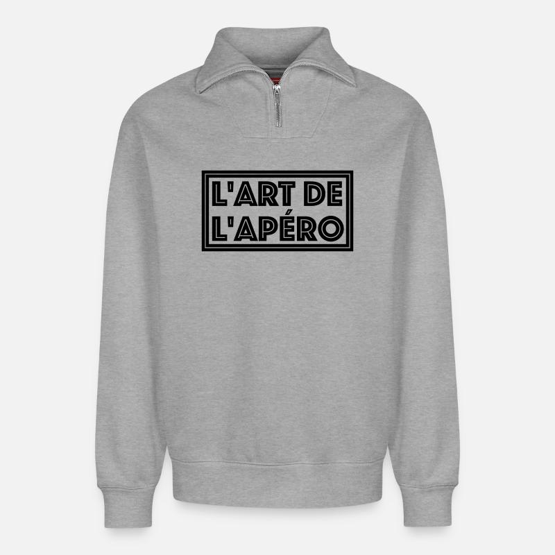 Apéro - Relaxed Unisex Organic Half Zip Sweatshirt – von SPREAD - Grau meliert