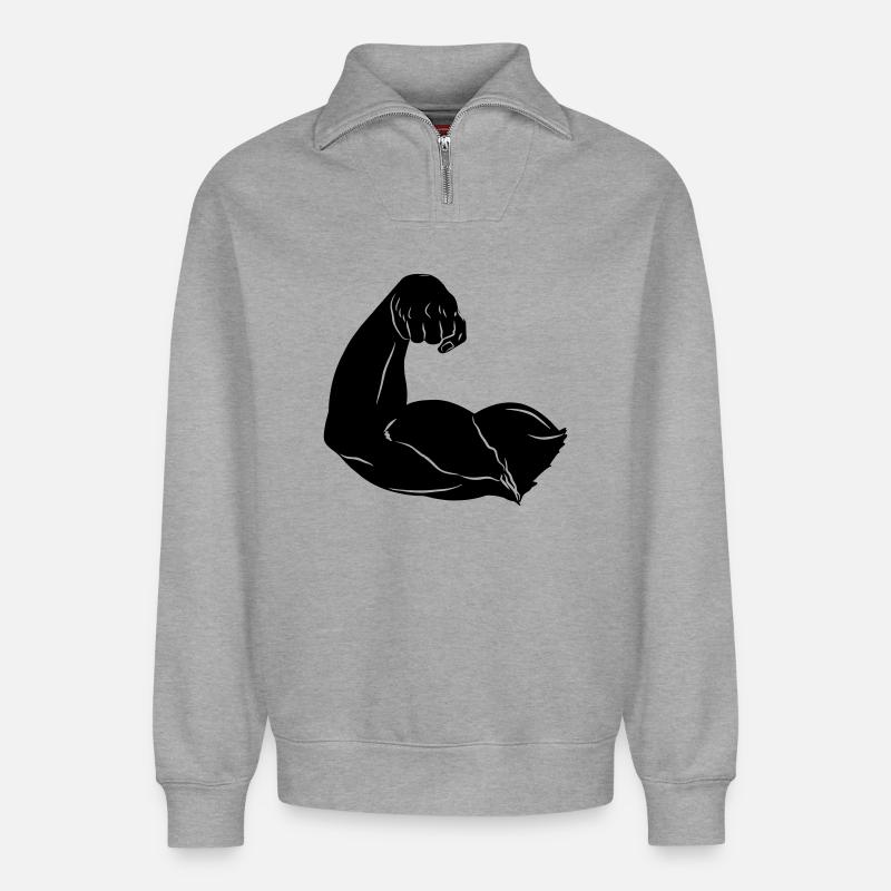 Schattenbild des Arms - Relaxed Unisex Organic Half Zip Sweatshirt – von SPREAD - Grau meliert
