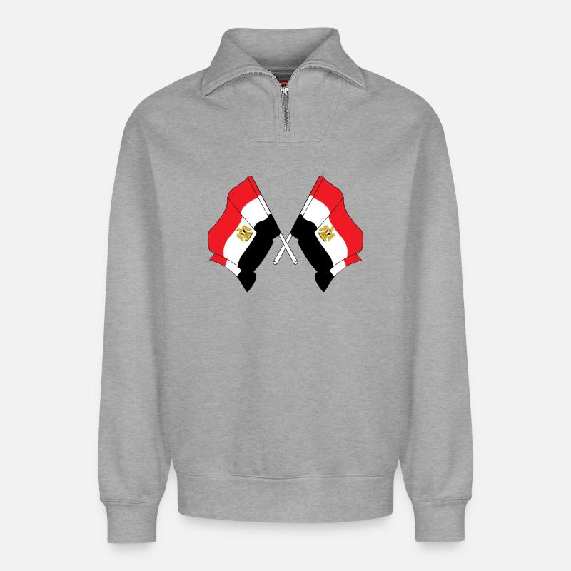 Two flags Egypt - Relaxed Unisex Organic Half Zip Sweatshirt – by SPREAD - heather grey