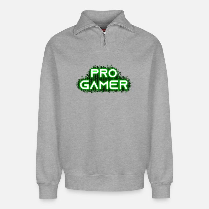 Pro Gamer - Relaxed Unisex Organic Half Zip Sweatshirt – von SPREAD - Grau meliert