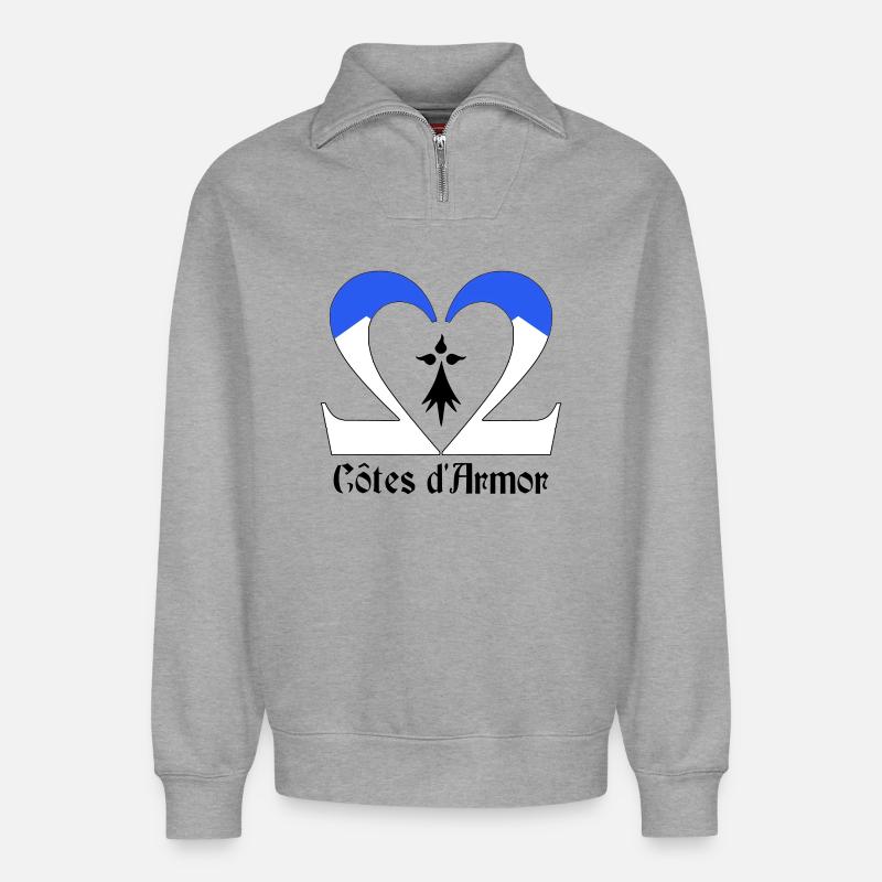 Côtes d'Armor - Relaxed Unisex Organic Half Zip Sweatshirt – von SPREAD - Grau meliert