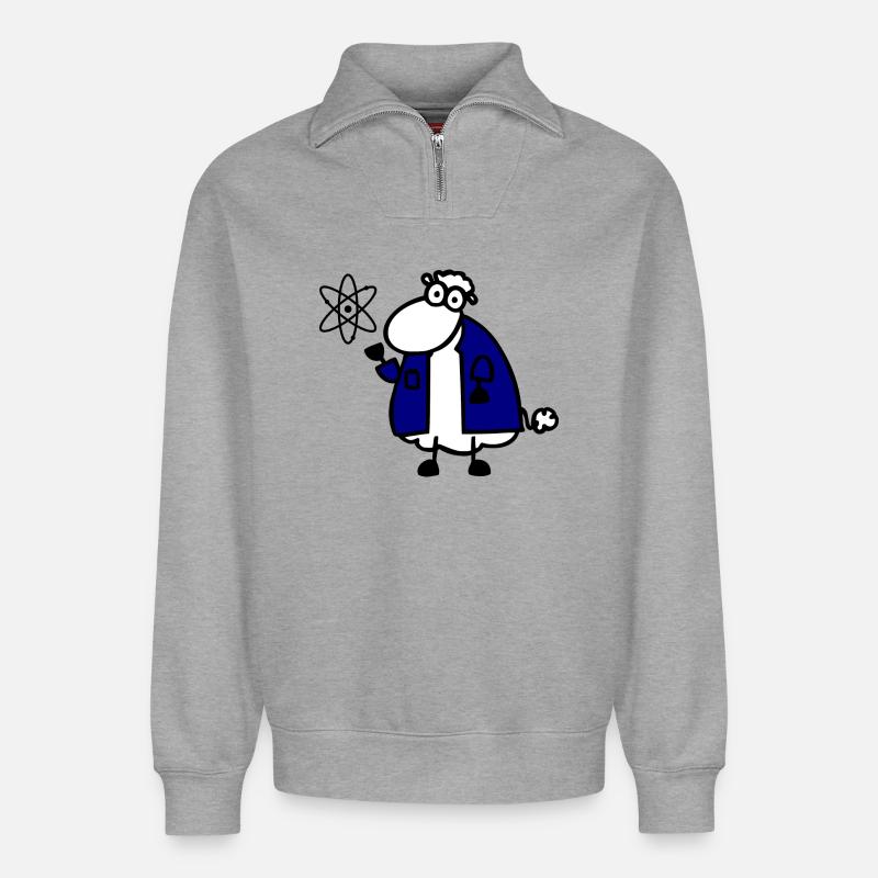 Physikschaf - Relaxed Unisex Organic Half Zip Sweatshirt – von SPREAD - Grau meliert