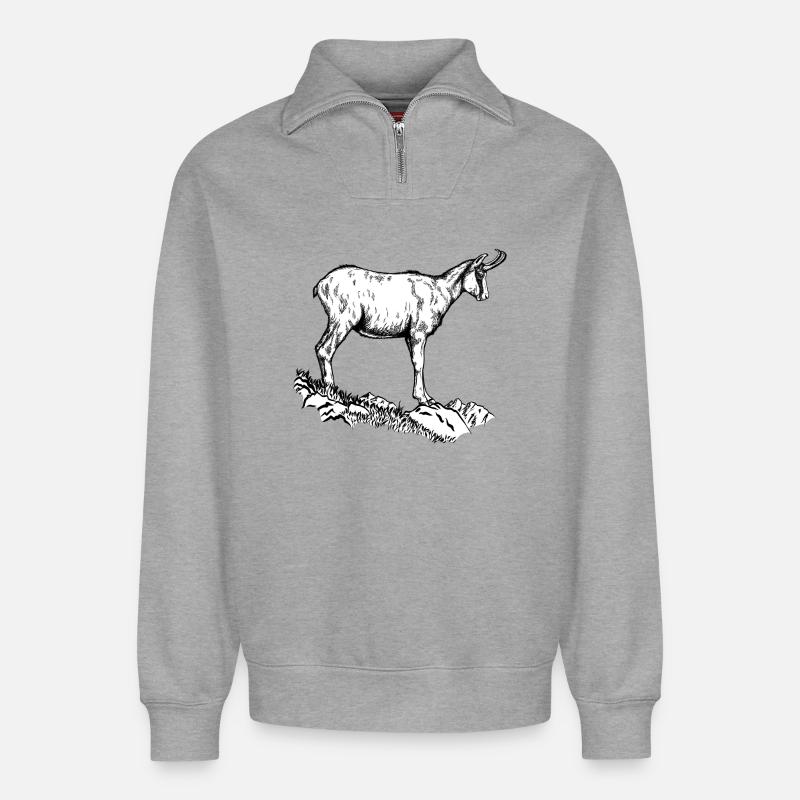 Gams - Relaxed Unisex Organic Half Zip Sweatshirt – von SPREAD - Grau meliert