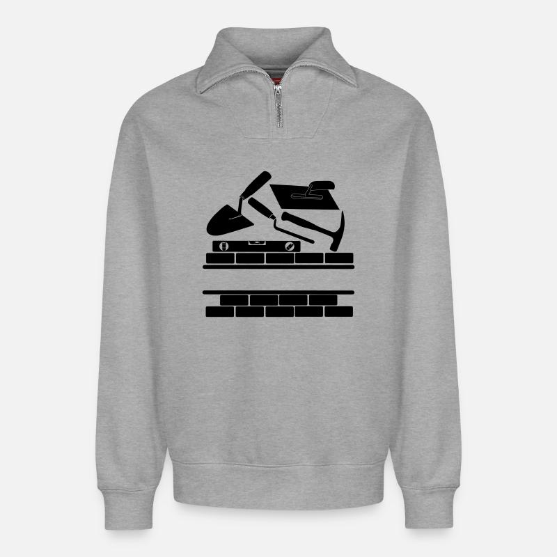 Mason logo - Relaxed Unisex Organic Half Zip Sweatshirt – by SPREAD - heather grey