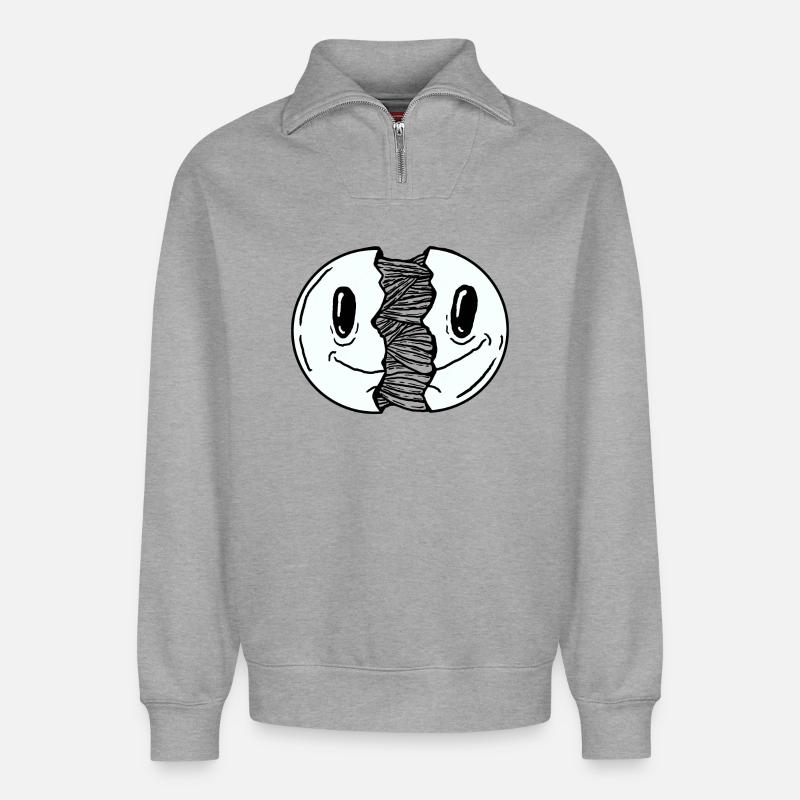 Smile Open - Relaxed Unisex Organic Half Zip Sweatshirt – by SPREAD - heather grey