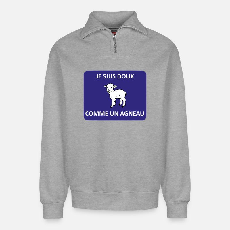 Sanft wie ein Lamm - Relaxed Unisex Organic Half Zip Sweatshirt – von SPREAD - Grau meliert