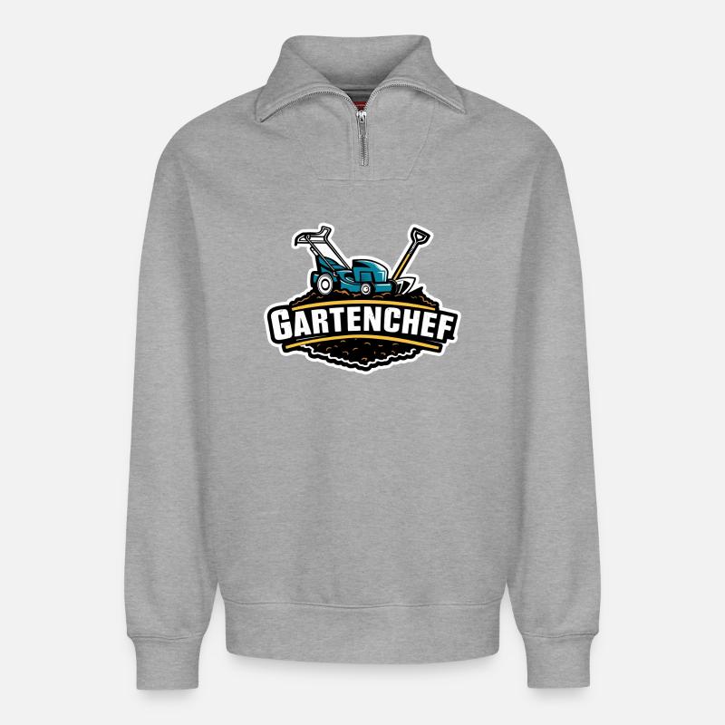 Responsable de jardin de jardinage - Sweat unisexe décontracté en coton biologique à demi-zip – de SPREAD - gris chiné