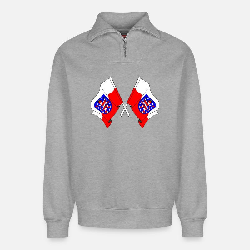 Two flags crossed Thuringia - Relaxed Unisex Organic Half Zip Sweatshirt – by SPREAD - heather grey