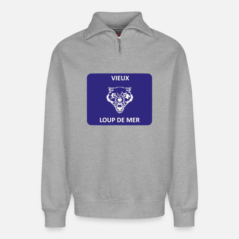 Alter Seebär - Relaxed Unisex Organic Half Zip Sweatshirt – von SPREAD - Grau meliert