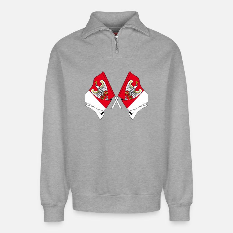 Zwei Flaggen Großpolen - Relaxed Unisex Organic Half Zip Sweatshirt – von SPREAD - Grau meliert