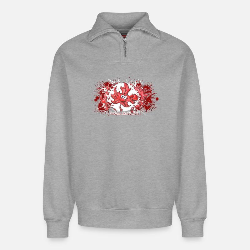 canada love - Relaxed Unisex Organic Half Zip Sweatshirt – von SPREAD - Grau meliert