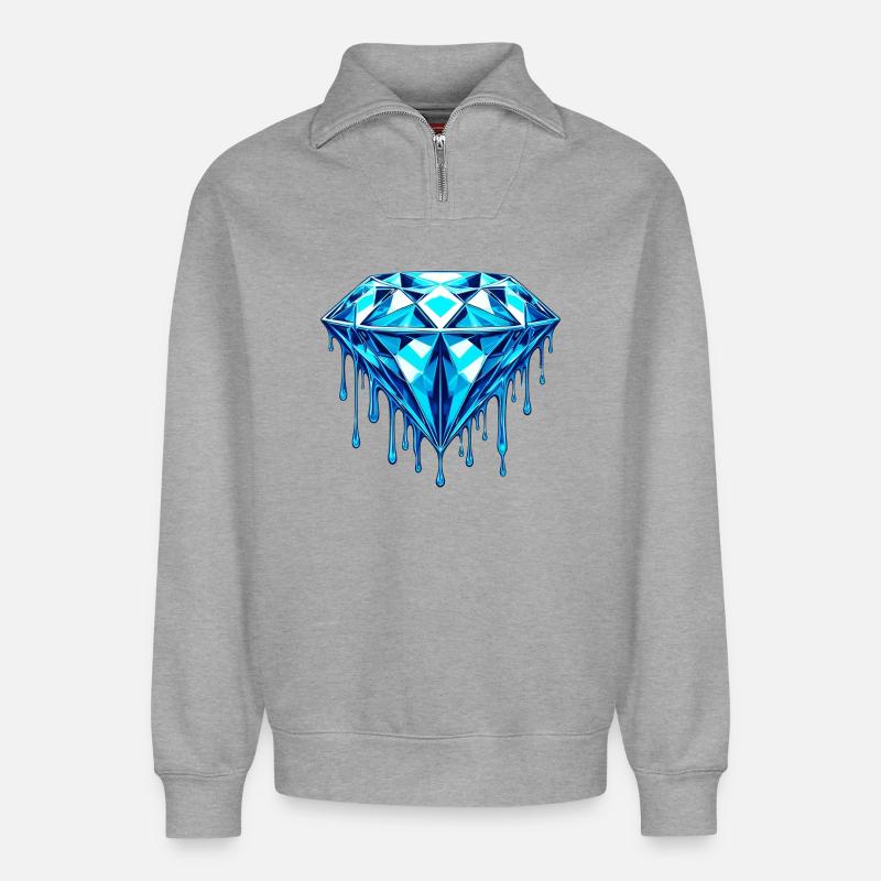 Diamant - Relaxed Unisex Organic Half Zip Sweatshirt – von SPREAD - Grau meliert