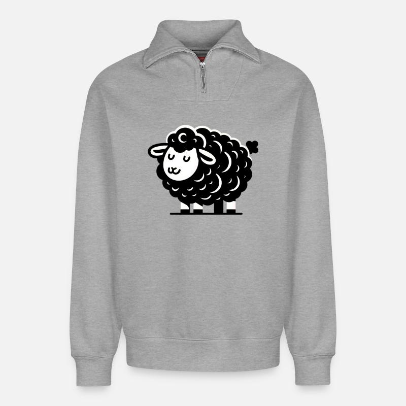 Schwarzes Schaf - Relaxed Unisex Organic Half Zip Sweatshirt – von SPREAD - Grau meliert