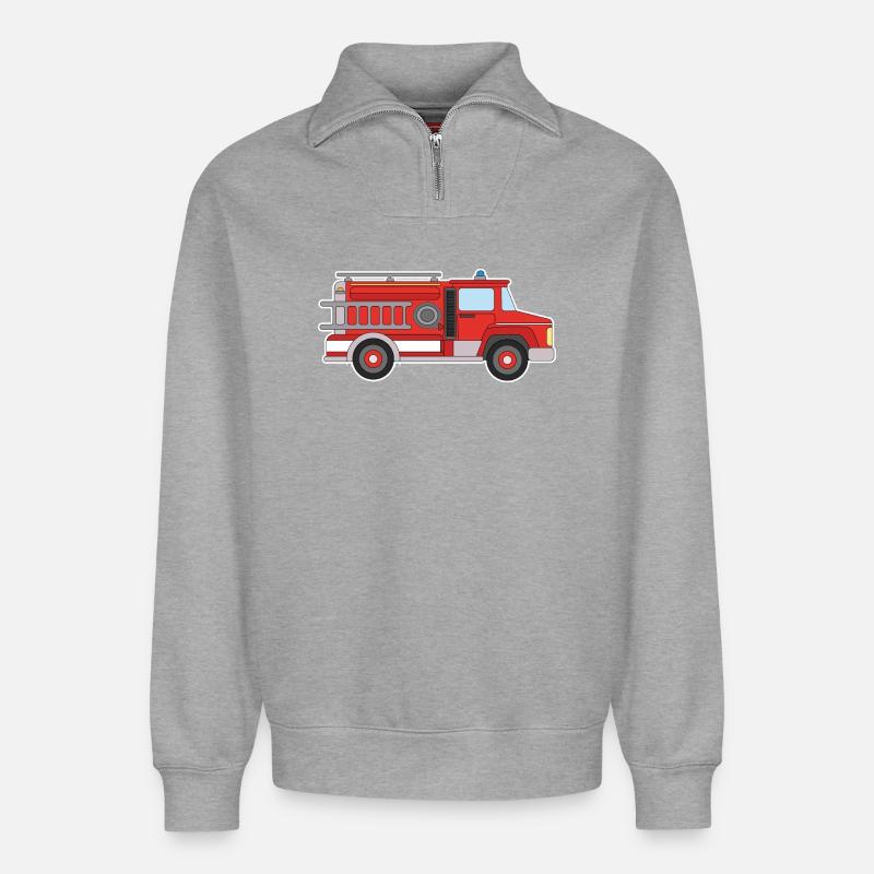 Fire engine - Relaxed Unisex Organic Half Zip Sweatshirt – by SPREAD - heather grey