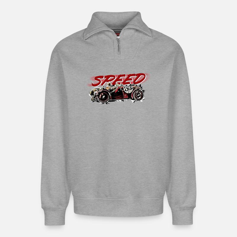 Oldtimer - Speed - Relaxed Unisex Organic Half Zip Sweatshirt – von SPREAD - Grau meliert