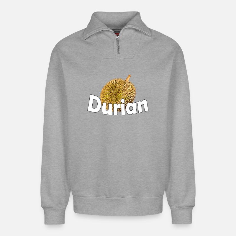 DURIAN - Relaxed Unisex Organic Half Zip Sweatshirt – von SPREAD - Grau meliert
