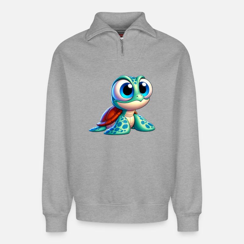 Schildkröte - Relaxed Unisex Organic Half Zip Sweatshirt – von SPREAD - Grau meliert