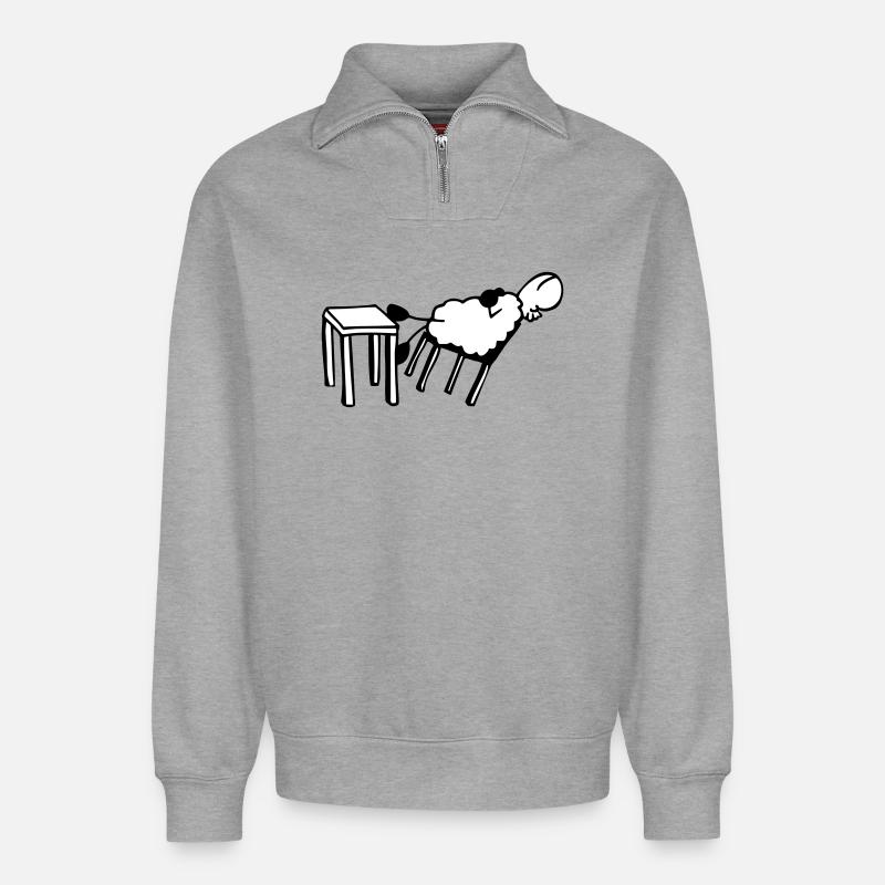 Sleeping sheep - Relaxed Unisex Organic Half Zip Sweatshirt – by SPREAD - heather grey