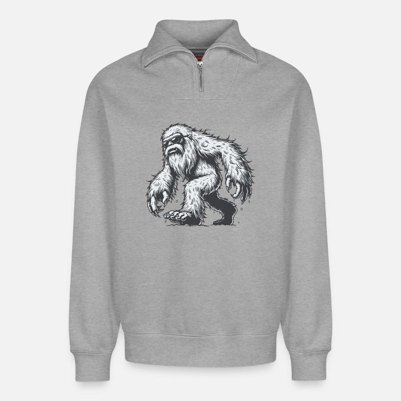 Yeti - Relaxed Unisex Organic Half Zip Sweatshirt – von SPREAD - Grau meliert