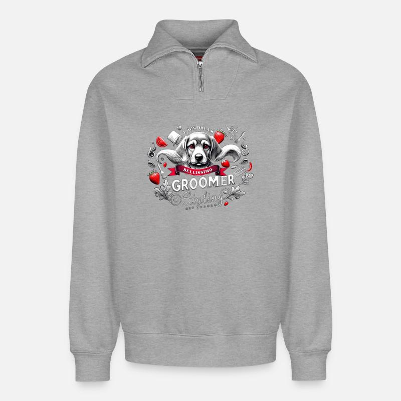 Bellissimo - Relaxed Unisex Organic Half Zip Sweatshirt – von SPREAD - Grau meliert