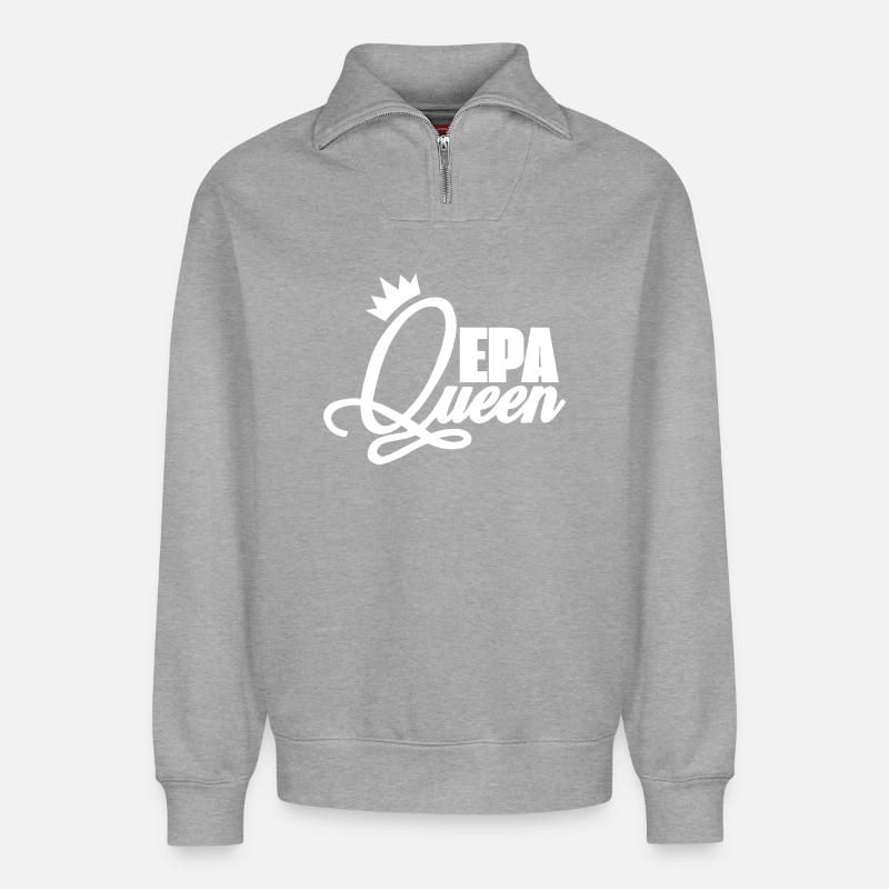 EPA-Königin - Relaxed Unisex Organic Half Zip Sweatshirt – von SPREAD - Grau meliert