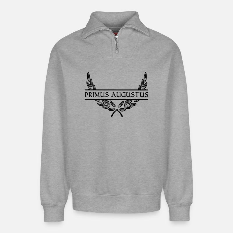 PRIMUS AUGUST Luca - Relaxed Unisex Organic Half Zip Sweatshirt – von SPREAD - Grau meliert