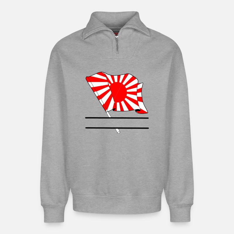 Rising Sun with Namespace - Relaxed Unisex Organic Half Zip Sweatshirt – by SPREAD - heather grey