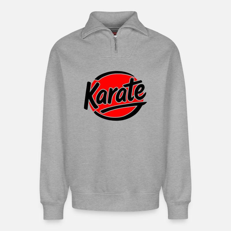 Karaté - Sweat unisexe décontracté en coton biologique à demi-zip – de SPREAD - gris chiné