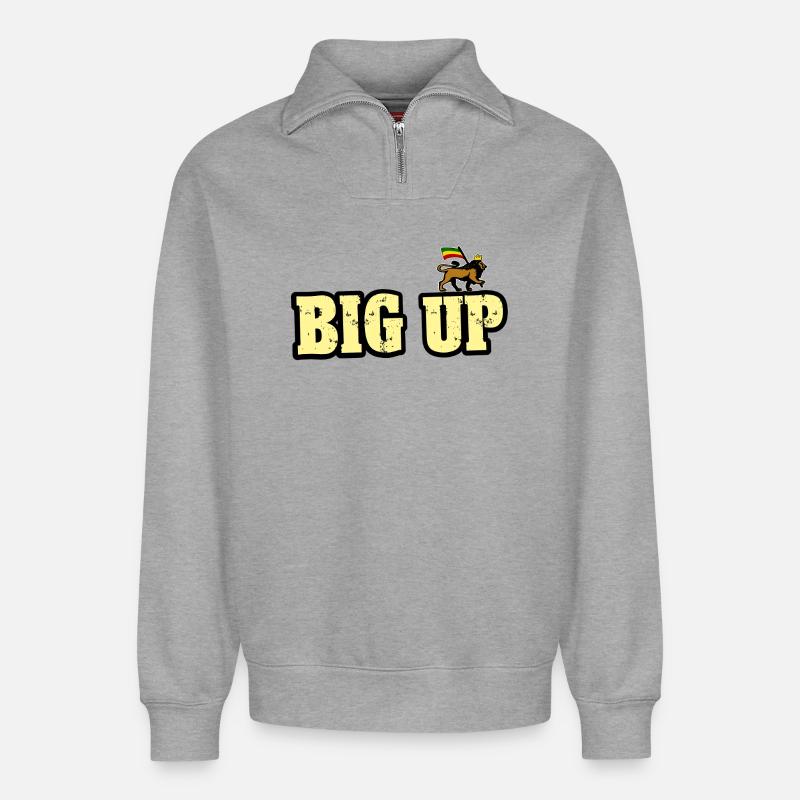 Dub Reggae Big Up - Relaxed Unisex Organic Half Zip Sweatshirt – von SPREAD - Grau meliert