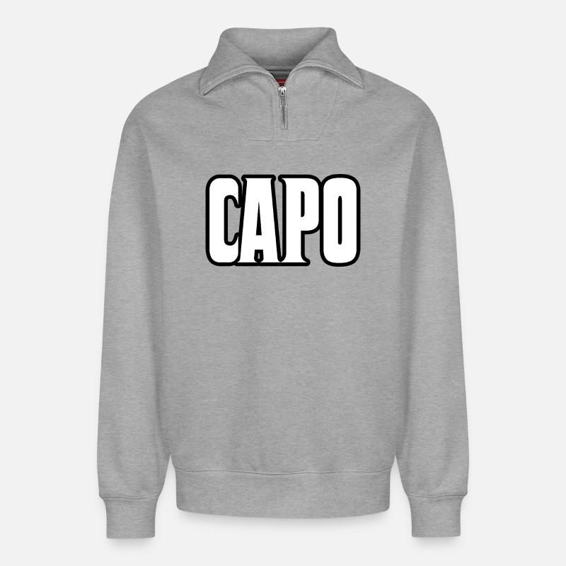 Capo - Relaxed Unisex Organic Half Zip Sweatshirt – von SPREAD - Grau meliert