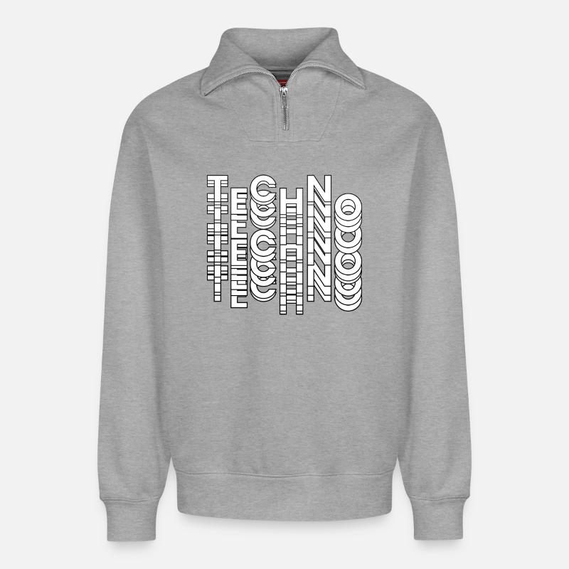 Futuristisches Techno-Typografie-Design - Relaxed Unisex Organic Half Zip Sweatshirt – von SPREAD - Grau meliert