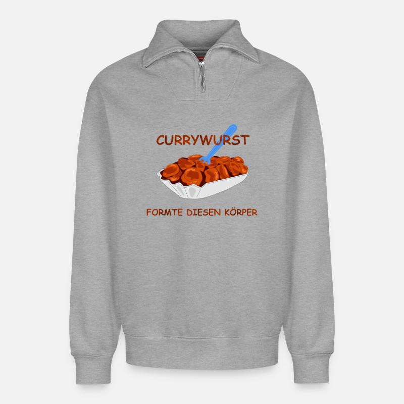 Currywurst - Relaxed Unisex Organic Half Zip Sweatshirt – von SPREAD - Grau meliert