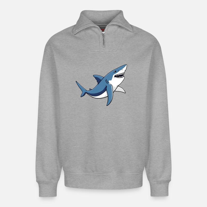 Hai - Relaxed Unisex Organic Half Zip Sweatshirt – von SPREAD - Grau meliert