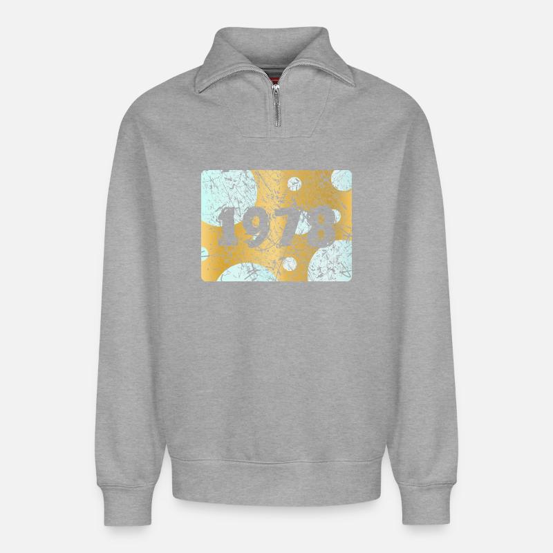 Zahl 1978 - Relaxed Unisex Organic Half Zip Sweatshirt – von SPREAD - Grau meliert