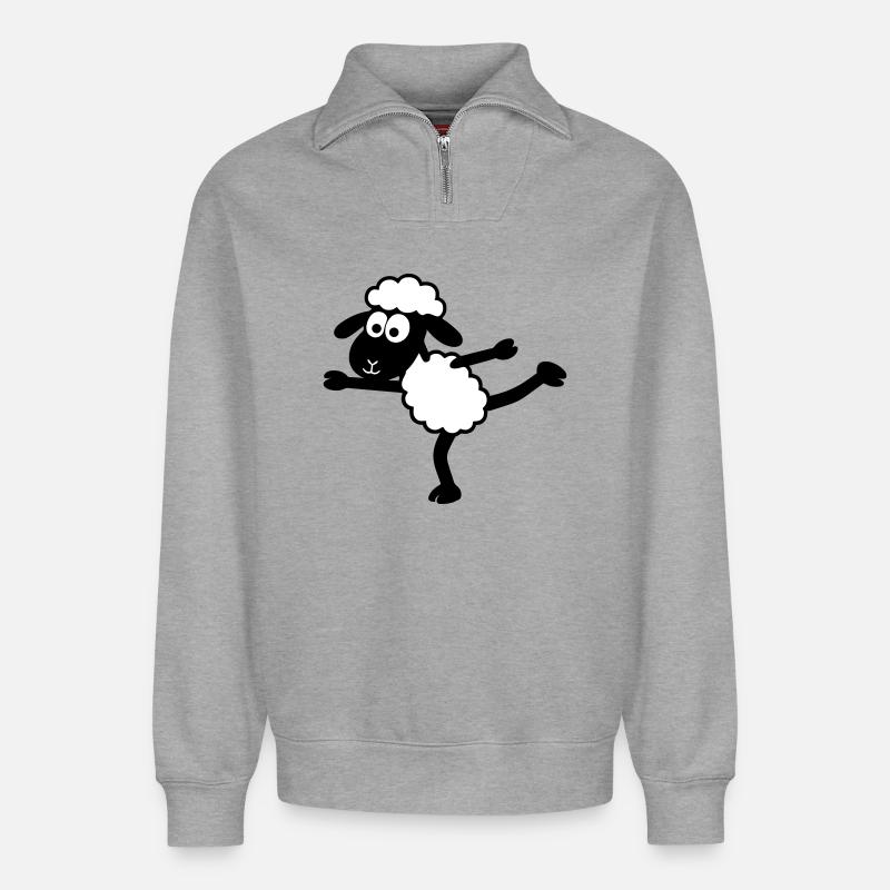 Yoga Schaf - Relaxed Unisex Organic Half Zip Sweatshirt – von SPREAD - Grau meliert