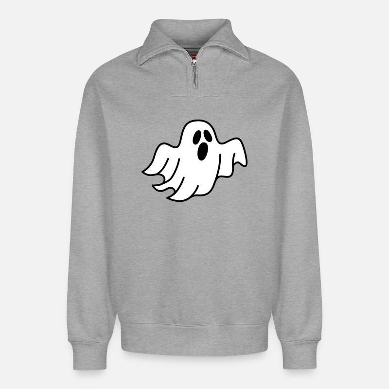 Geist oder Gespenst - Relaxed Unisex Organic Half Zip Sweatshirt – von SPREAD - Grau meliert