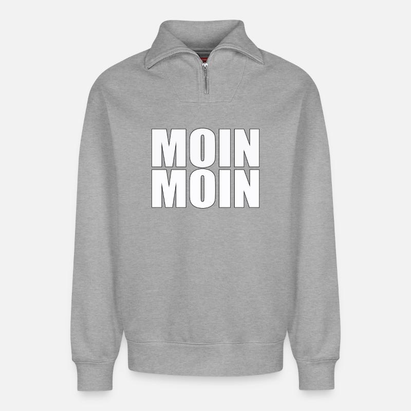 Moin Moin - Sweat unisexe décontracté en coton biologique à demi-zip – de SPREAD - gris chiné