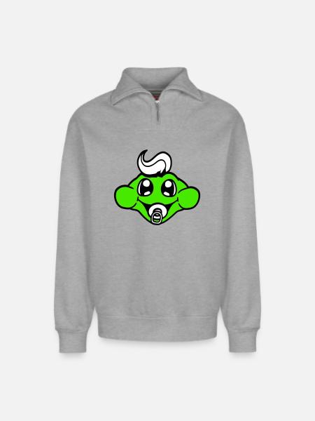 Frog Toad Baby Pacifier Mom Dad Child Family - Relaxed Unisex Organic Half Zip Sweatshirt – by SPREAD - heather grey
