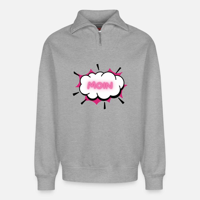 MOIN Nuage de néons - Sweat unisexe décontracté en coton biologique à demi-zip – de SPREAD - gris chiné