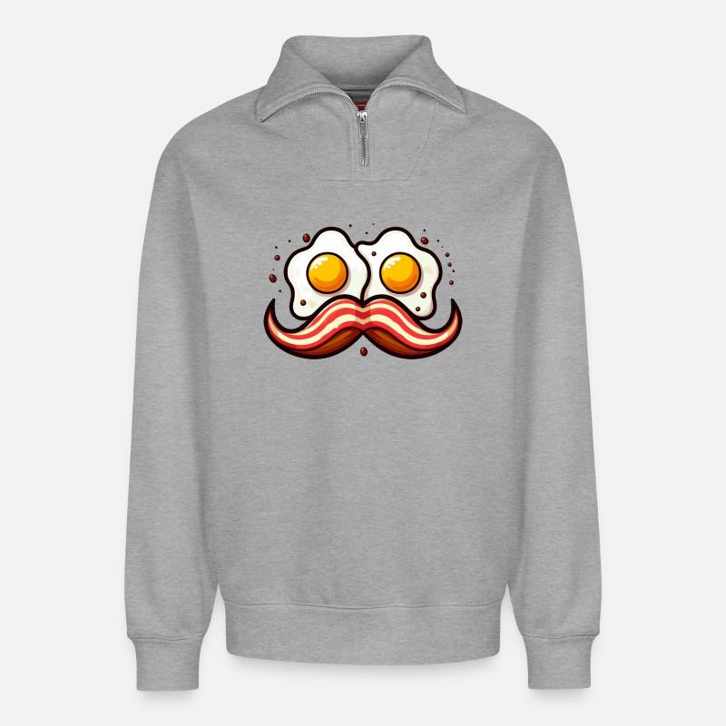 Schnurrbart Eier Duo Karikatur - Relaxed Unisex Organic Half Zip Sweatshirt – von SPREAD - Grau meliert