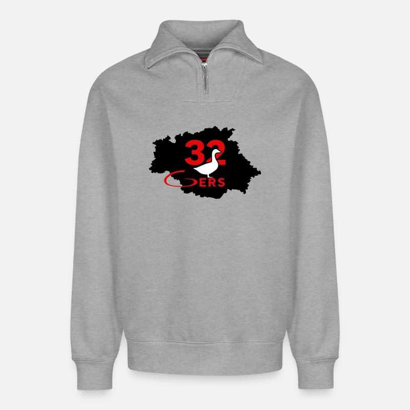 Gers 32 - Relaxed Unisex Organic Half Zip Sweatshirt – von SPREAD - Grau meliert