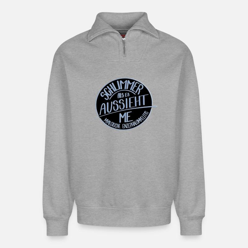 Schlimmer als es aussieht, ME - Relaxed Unisex Organic Half Zip Sweatshirt – von SPREAD - Grau meliert