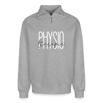 Stilvolles Design für Physiotherapie Abteilung - Relaxed Unisex Organic Half Zip Sweatshirt – von SPREAD - Grau meliert - Vorne